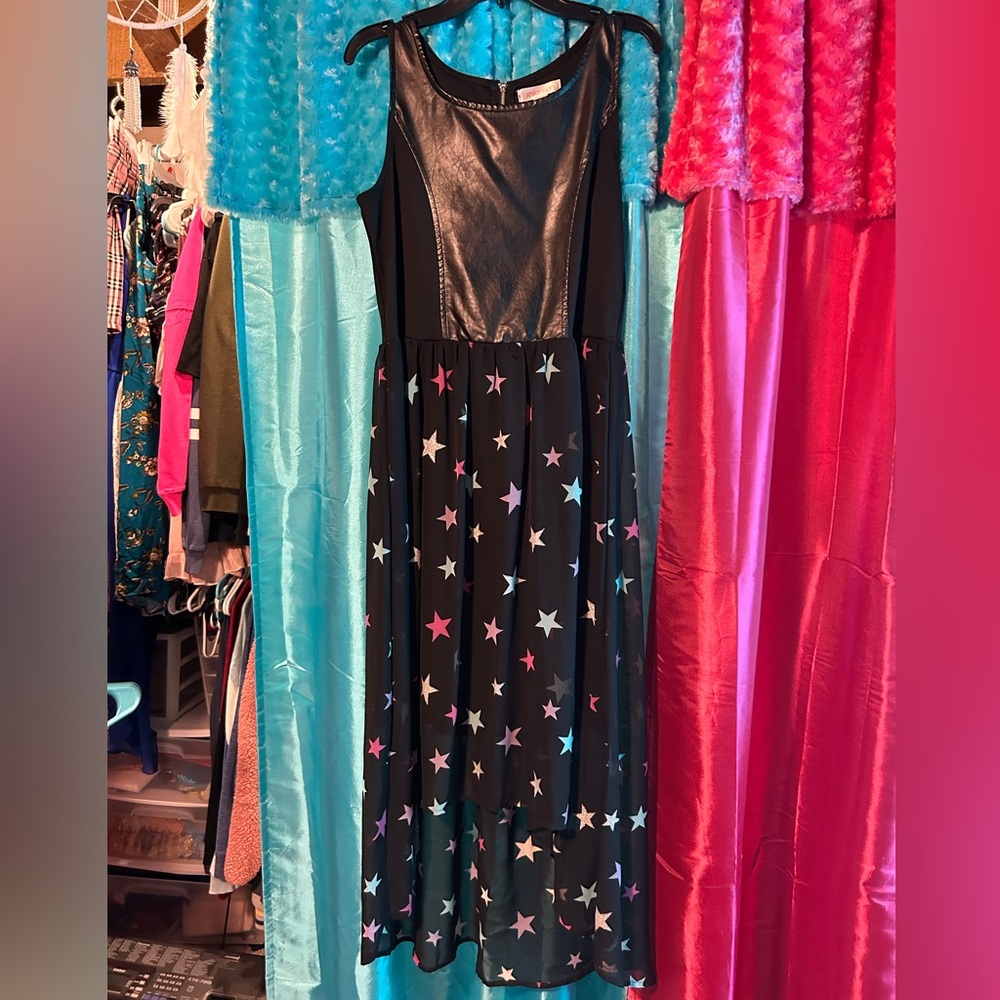 black leather dress with stars